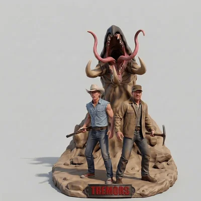 Mô hình 3D Val & Earl trong phim Tremors (1990) để trưng bày