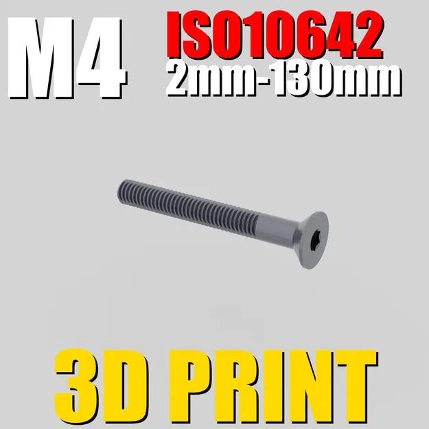 ISO10642 M4 | 2mm-130mm | File STL Bu lông & Đai ốc | Tối ưu cho in 3D - Image 1