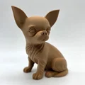 Tượng chú cún Chihuahua đang ngồi theo phong cách chạm khắc - Thumbnail 1