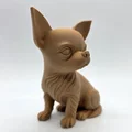 Tượng chú cún Chihuahua đang ngồi theo phong cách chạm khắc - Thumbnail 2