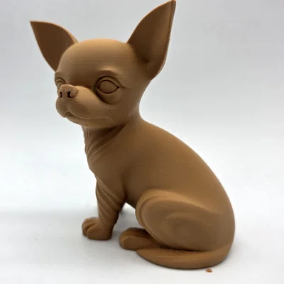 Tượng chú cún Chihuahua đang ngồi theo phong cách chạm khắc