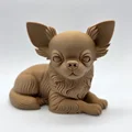 Tượng Chó Chihuahua Lông Dài Đang Nằm - Thumbnail 1
