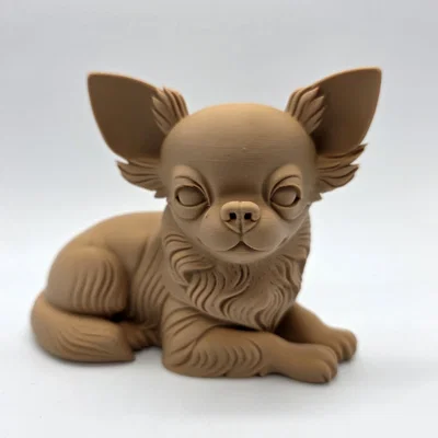 Tượng Chó Chihuahua Lông Dài Đang Nằm