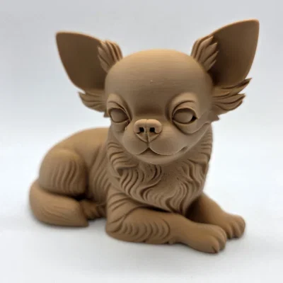 Tượng Chó Chihuahua Lông Dài Đang Nằm