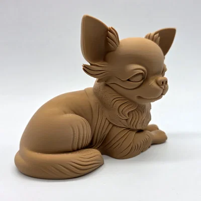 Tượng Chó Chihuahua Lông Dài Đang Nằm