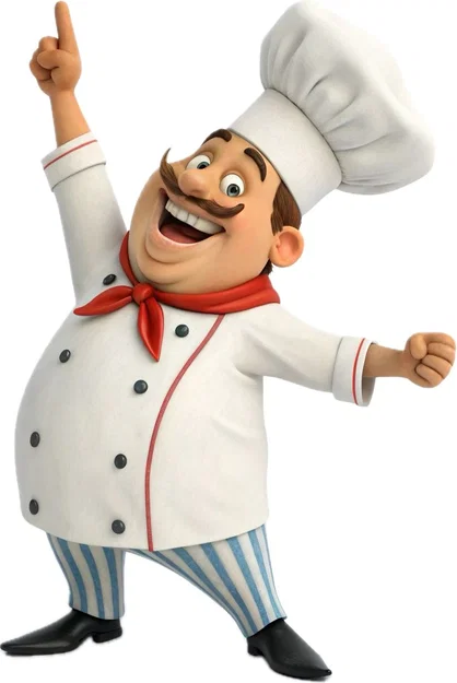Mô hình 3D đầu bếp vui vẻ (Cheering Chef) trang trí nhà bếp - Image 2