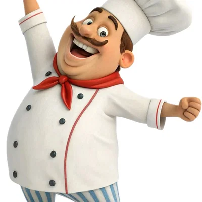 Mô hình 3D đầu bếp vui vẻ (Cheering Chef) trang trí nhà bếp