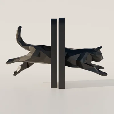 Chặn sách mèo Low Poly (Low Poly Cat Bookend) độc đáo cho kệ sách