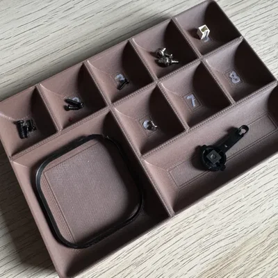 Khay 3D Gridfinity sắp xếp linh kiện và ốc vít khi sửa chữa