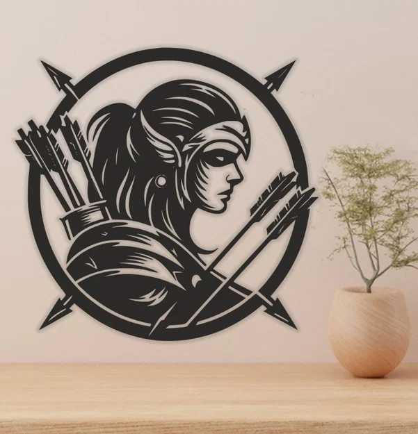 Tranh treo tường 3D Nữ chiến binh - Mẫu in STL độc đáo - Image 1