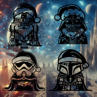 Vũ trụ Star Wars sẵn sàng đón Giáng sinh - Bộ 4 tranh treo tường