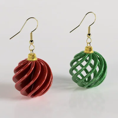 Bông tai quả cầu Giáng sinh - Mẫu in 3D phụ kiện thời trang độc đáo