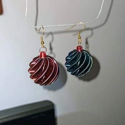 Bông tai quả cầu Giáng sinh - Mẫu in 3D phụ kiện thời trang độc đáo