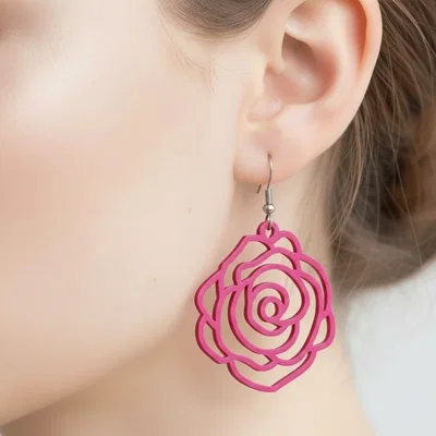 Bông tai in 3D hình hoa hồng (Rose shaped earrings) - Thiết kế tinh tế