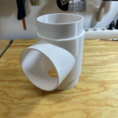 Khớp nối chữ T 100mm cho hệ thống thông gió in 3D