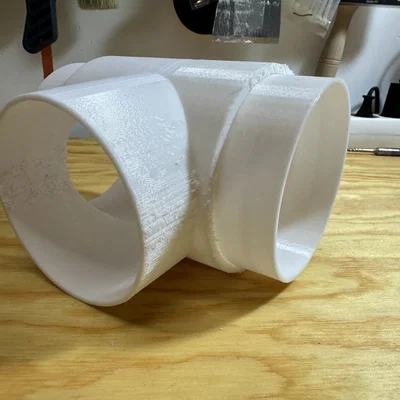Khớp nối chữ T 100mm cho hệ thống thông gió in 3D