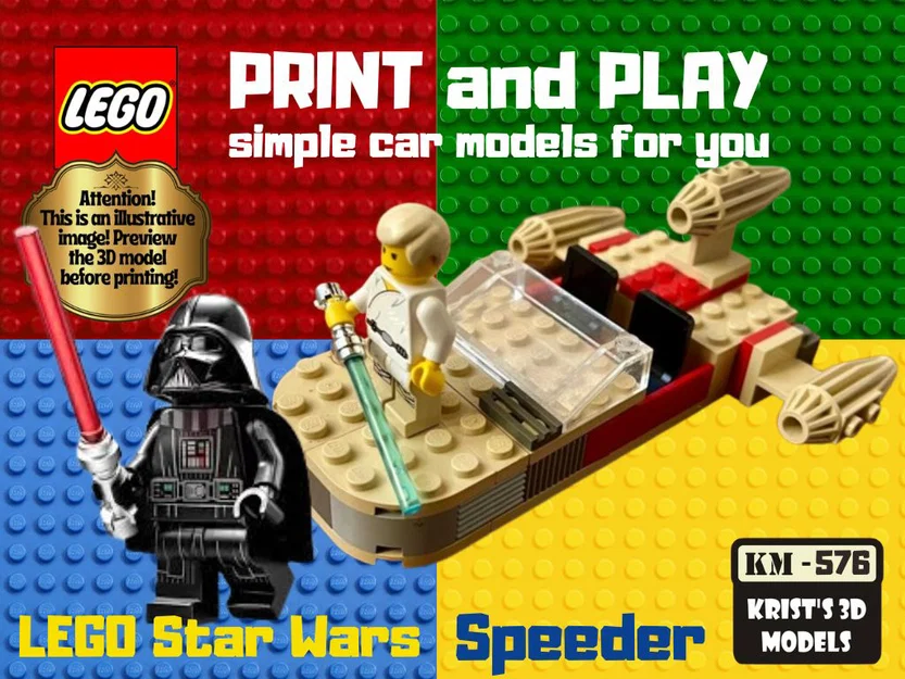 Mô hình in 3D LEGO Star Wars Landspeeder cực chất - Image 1