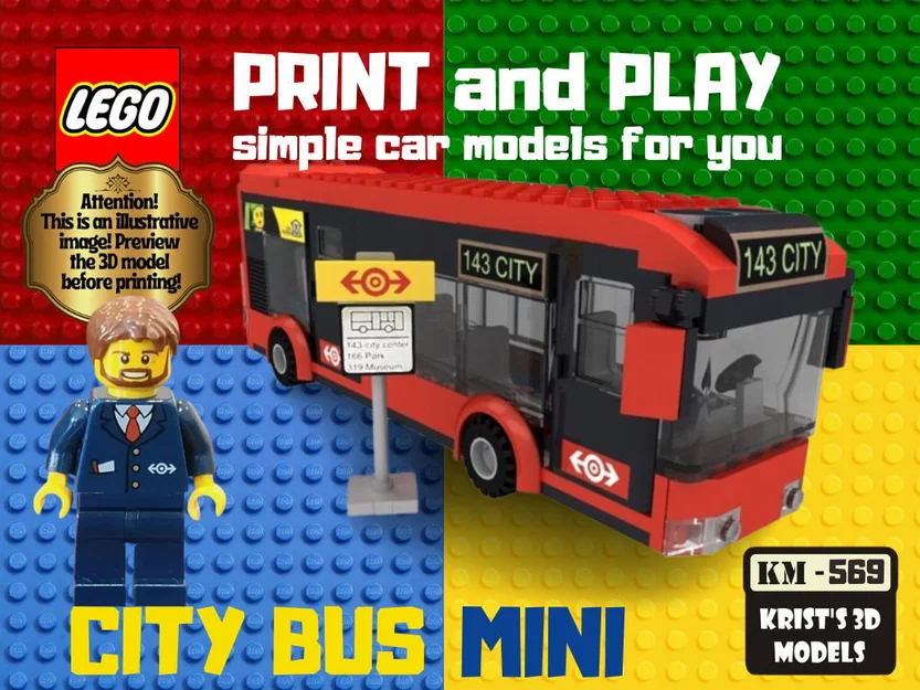 Mô hình in 3D xe buýt LEGO City Bus Mini siêu dễ thương - Image 1