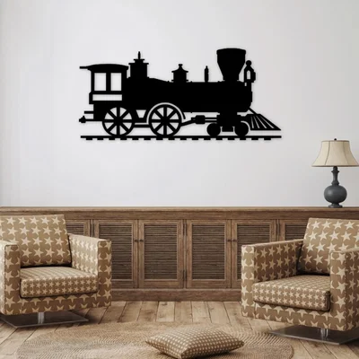 Mô hình tàu hỏa cổ điển gắn tường trang trí nội thất phong cách Retro