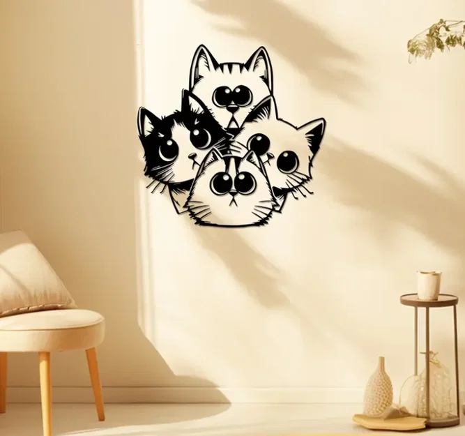 Mô hình trang trí tường Charming Cat Wall Art in 3D dễ thương - Image 1