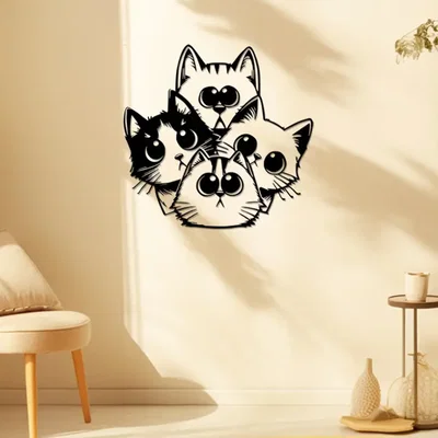 Mô hình trang trí tường Charming Cat Wall Art in 3D dễ thương