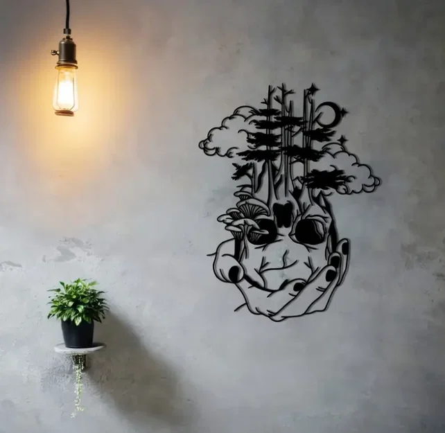 Tranh treo tường 3D nghệ thuật Forest Skull đầy ấn tượng - Image 1