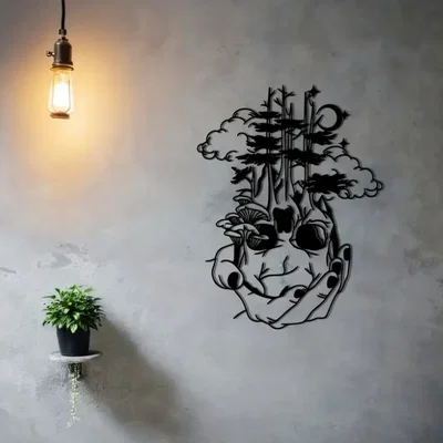 Tranh treo tường 3D nghệ thuật Forest Skull đầy ấn tượng