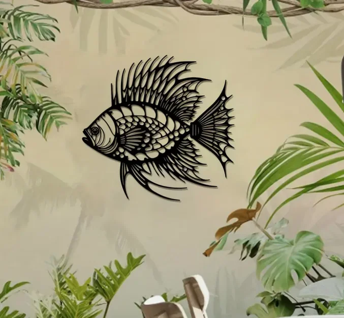 Mô hình trang trí tường hình cá xương (Fishbone Wall Sculpture) độc đáo - Image 1