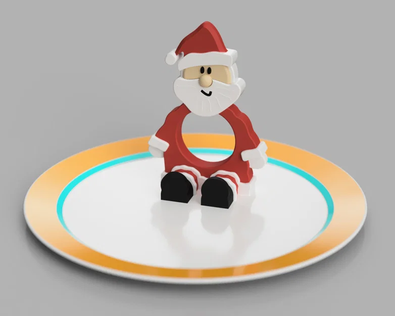 Vòng giữ khăn ăn hình ông già Noel cho dịp Giáng sinh, in đa màu, không cần support - Image 1