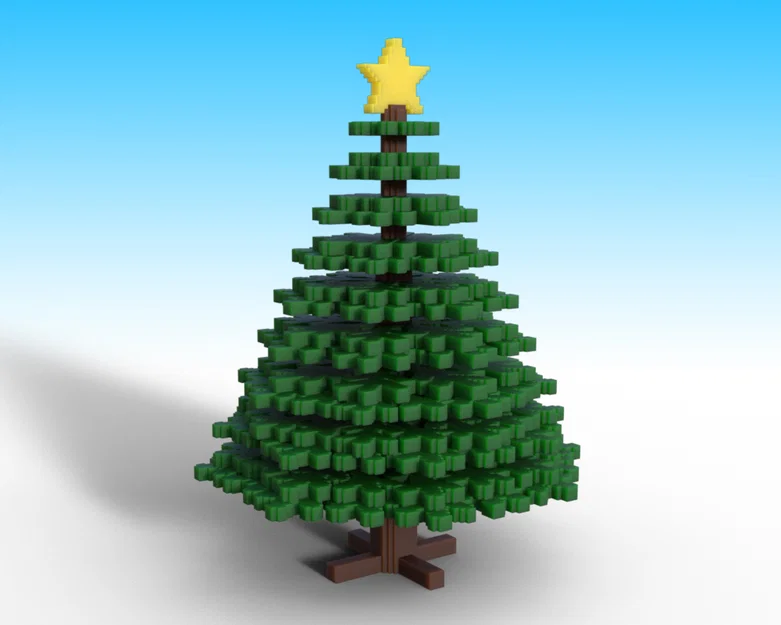 Mô hình cây thông Noel phong cách Minecraft (3D printing) - Image 1