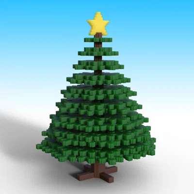 Mô hình cây thông Noel phong cách Minecraft (3D printing)