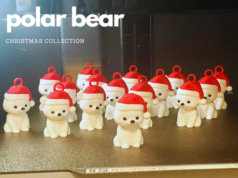 Mô hình 3D gấu Bắc cực đội mũ Noel dễ thương trang trí Giáng sinh - Image 1