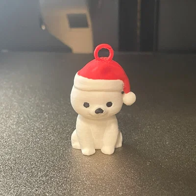Mô hình 3D gấu Bắc cực đội mũ Noel dễ thương trang trí Giáng sinh