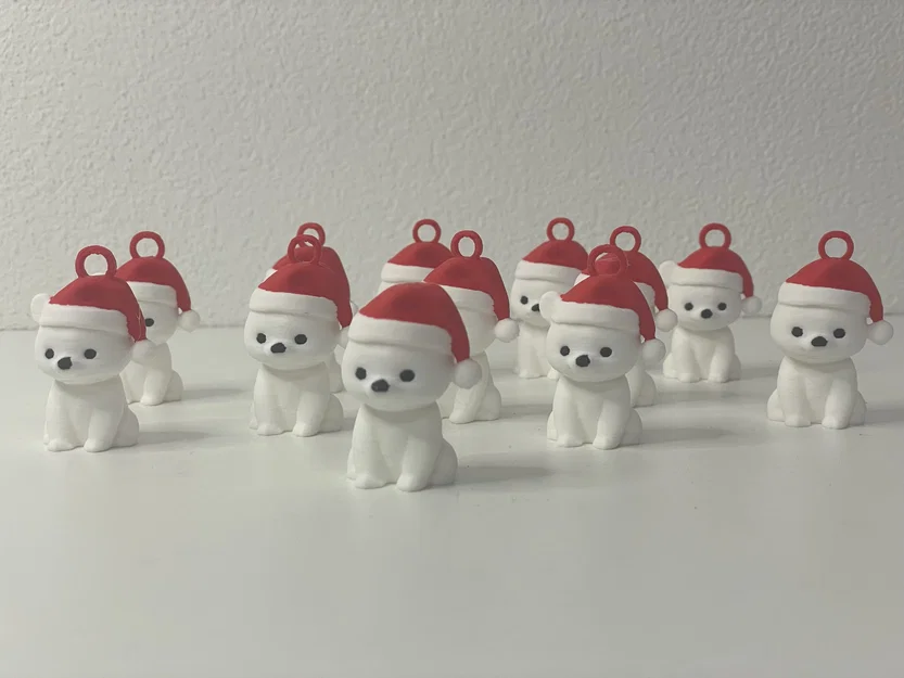 Mô hình 3D gấu Bắc cực đội mũ Noel dễ thương trang trí Giáng sinh - Image 7