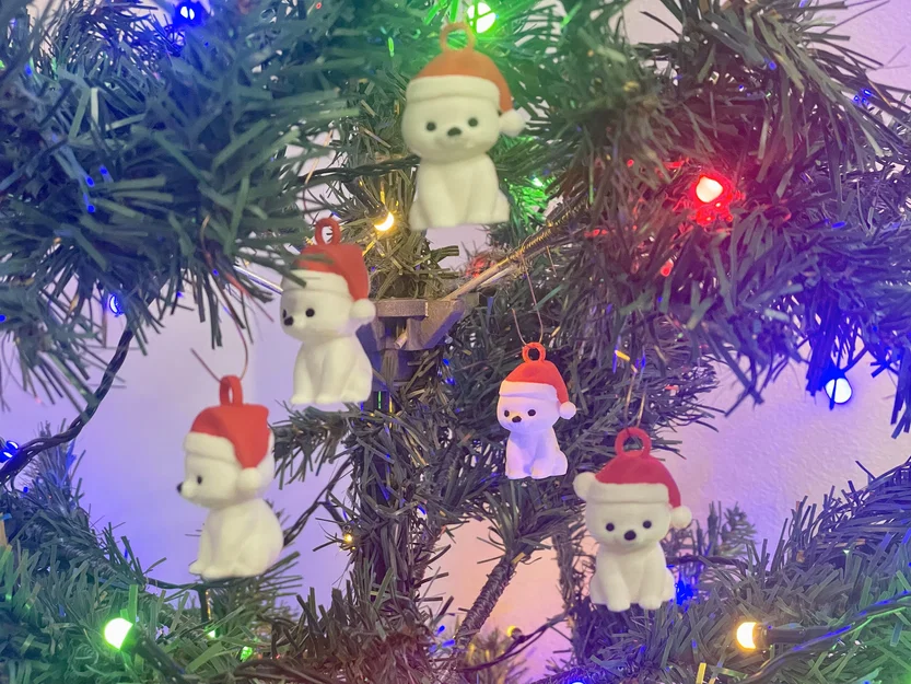 Mô hình 3D gấu Bắc cực đội mũ Noel dễ thương trang trí Giáng sinh - Image 10