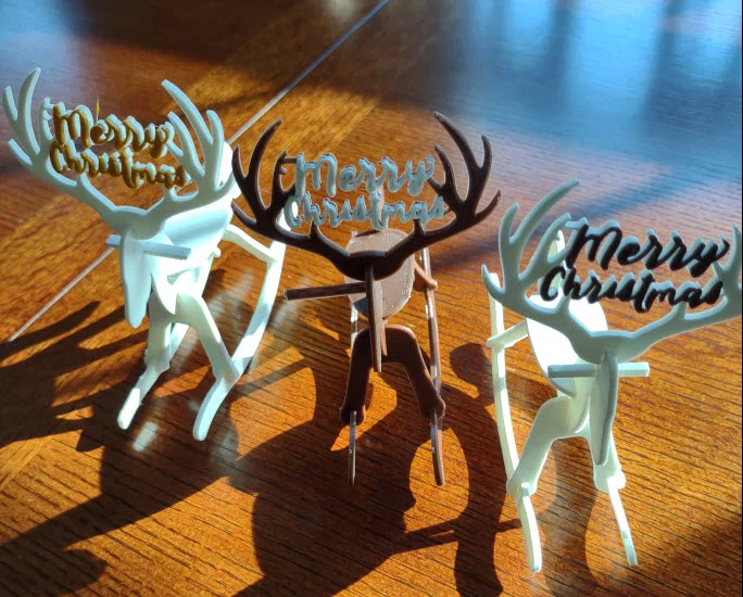 Remix bộ thiệp Giáng sinh "Tuần lộc bập bênh" cho in đa màu XL hoặc MMU3 - Image 2