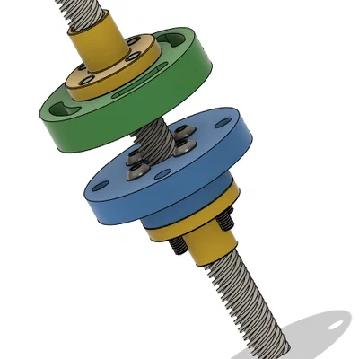 Bộ thiết bị chống rơ (Anti-Backlash) in 3D cho cụm đai ốc TR8 kép