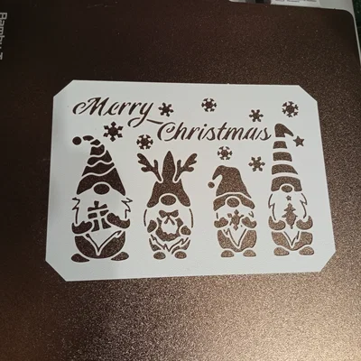 Bộ 4 khuôn Stencil hình Chú lùn Gnome chủ đề Giáng sinh