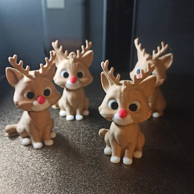 Mô hình chú mèo Rudolph mũi đỏ trang trí Giáng sinh 3D
