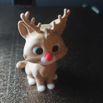 Mô hình chú mèo Rudolph mũi đỏ trang trí Giáng sinh 3D