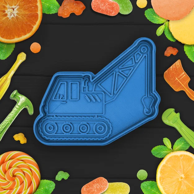 Khuôn cắt bánh quy hình xe cần cẩu (Heavy crane cookie cutter) - Image 1