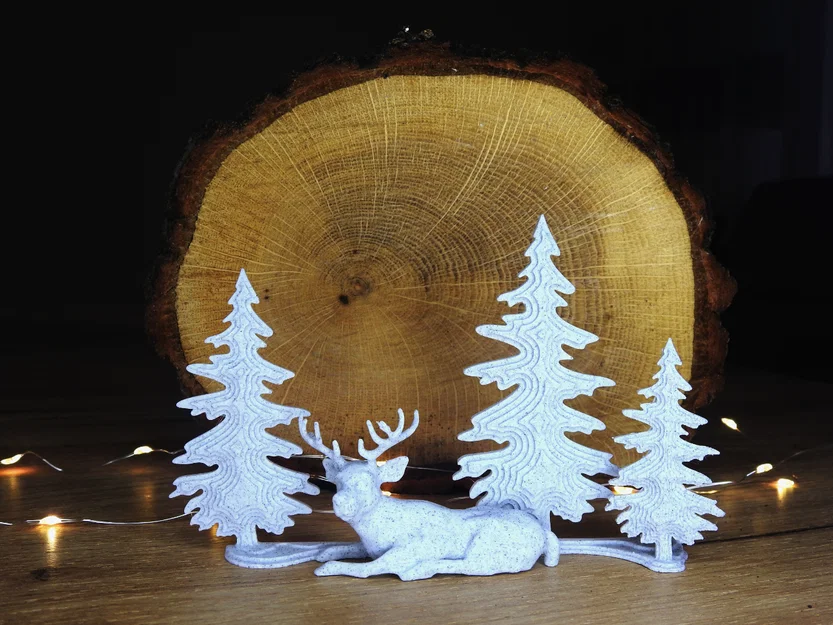 Chú nai nhỏ đang ngủ cùng những cây thông - Image 2