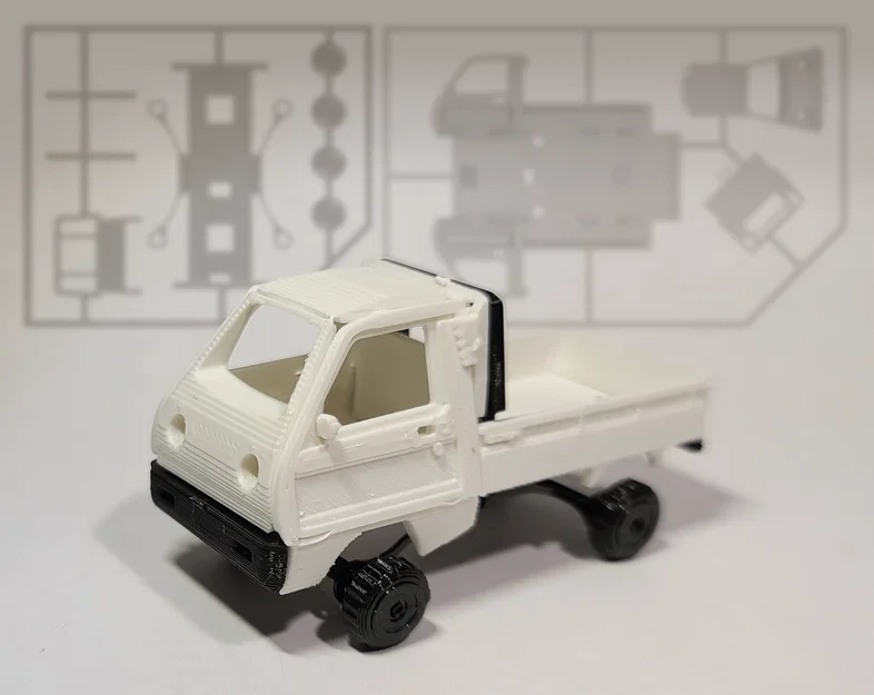 Mô hình xe tải Kei Truck Kit Card in 3D: Lắp ráp nhanh, có giảm xóc - Image 1