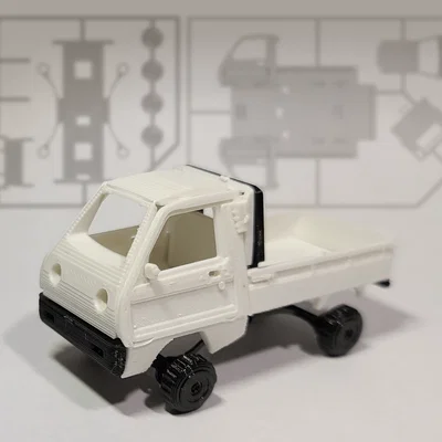 Mô hình xe tải Kei Truck Kit Card in 3D: Lắp ráp nhanh, có giảm xóc
