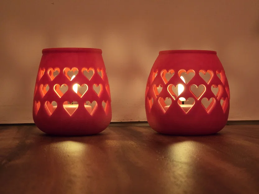 Đế nến LED tealight họa tiết trái tim - Image 2