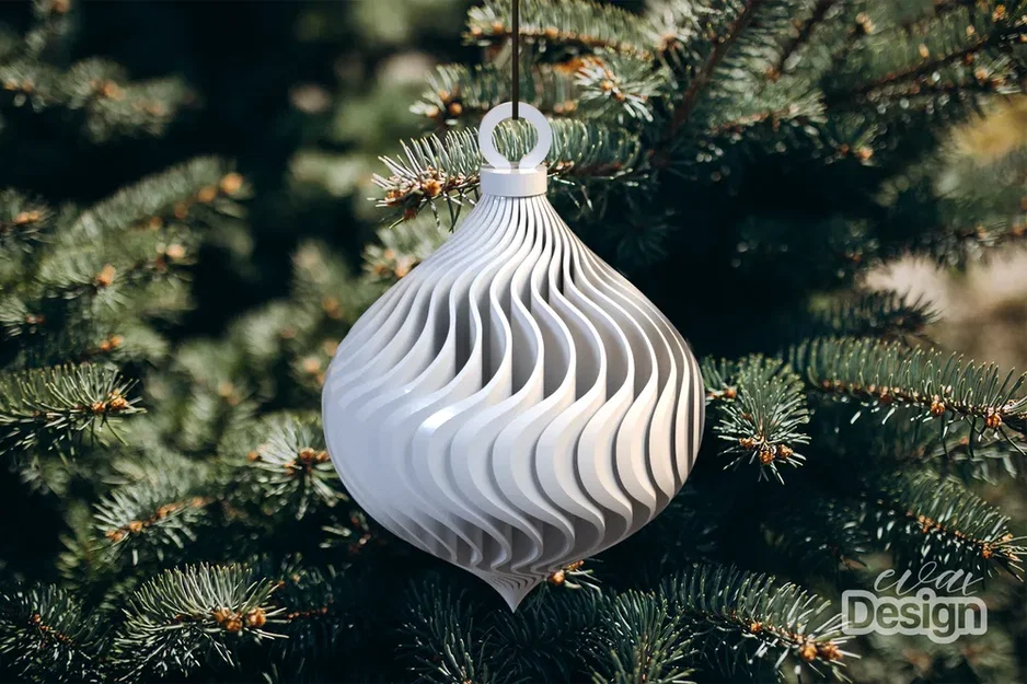 Mẫu in 3D quả cầu trang trí cây thông Noel thiết kế xoắn ốc độc đáo - Image 1