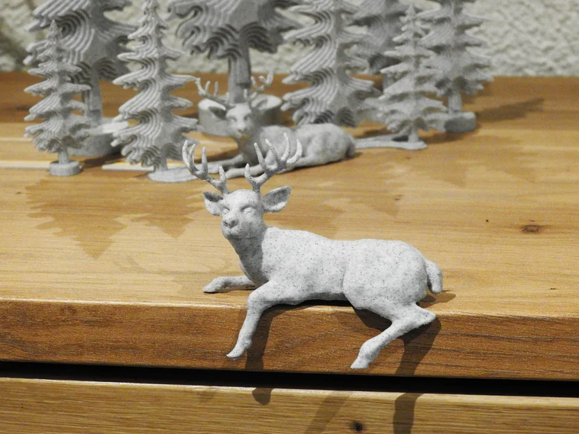 Mô hình chú hươu ngái ngủ vắt vẻo trên cạnh bàn - Image 2