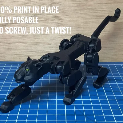 Black Panther - Mô hình in liền khối (print-in-place) có thể tạo dáng linh hoạt