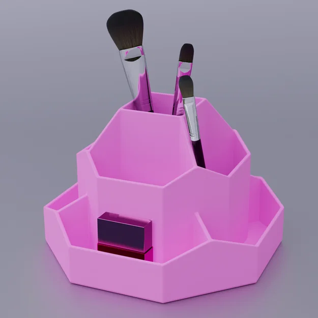 Khay đựng cọ trang điểm hình bát giác thiết kế 3D tiện lợi - Image 1