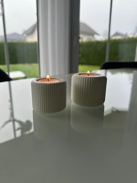 Khay đựng nến tealight 3D thiết kế vân dọc hiện đại - Image 1